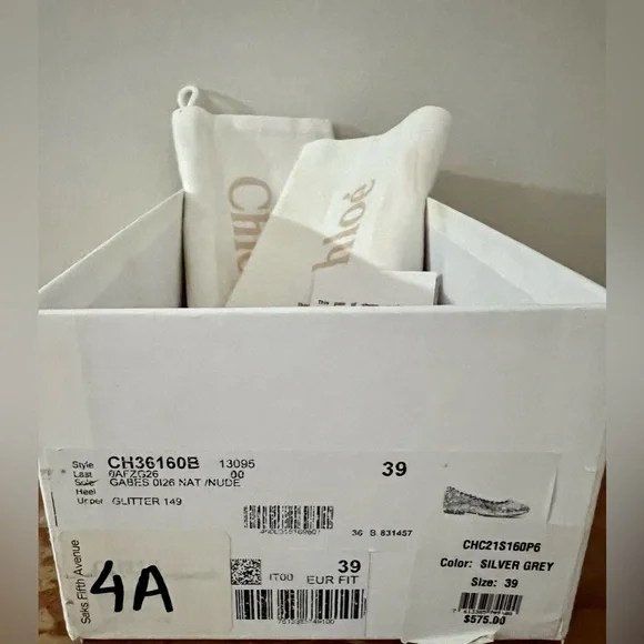 Chloe women Ballets Flat shoes Size 39 Metallics Silver Gray Shoes - Picture 12 of 14